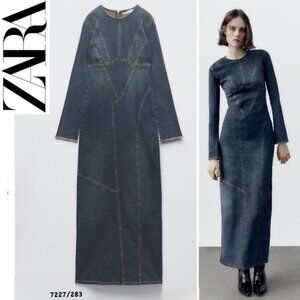 ZARA WOMAN BLUE TRF DENIM DRESS SIZE L REF. 7227/283 SIZE L NEW